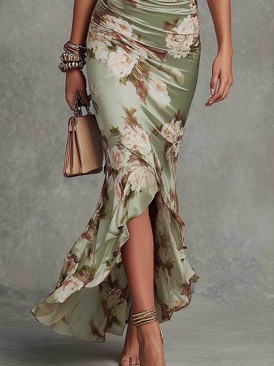 Anastasia | Vestido largo floral satinado
