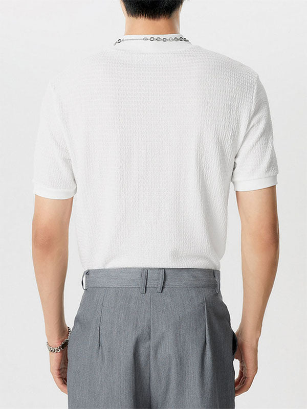 Camiseta Hombre Cuello Abierto Manga Corta